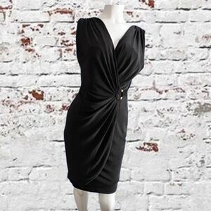 JONES NEW YORK Black Mock Wrap Sleeveless Mini Dress, Size 4.